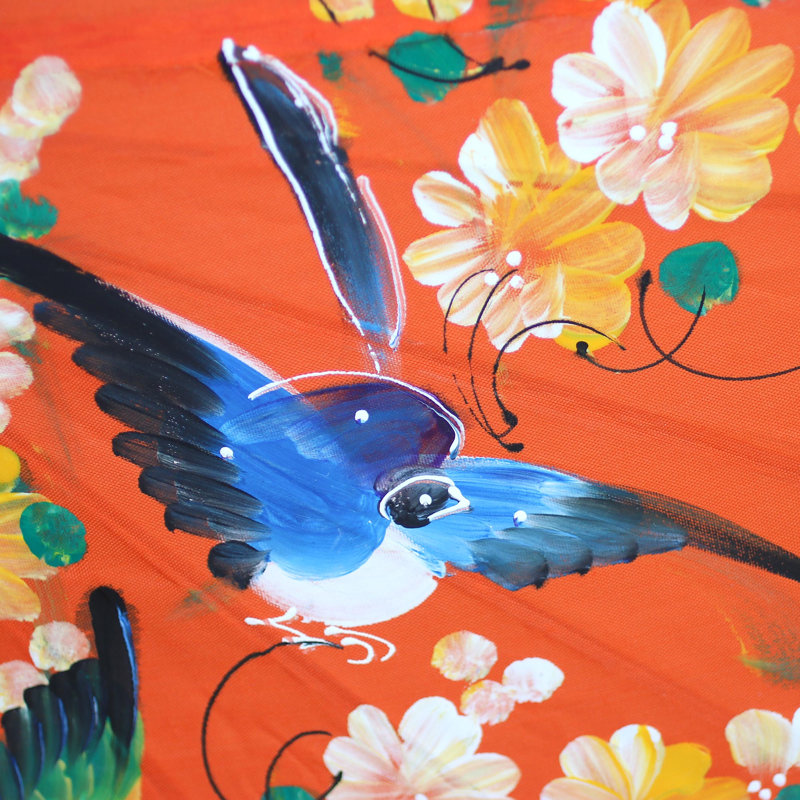 Oiseaux et fleurs sur un parasol de plage de 3 pi