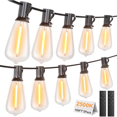 Outdoor String Lights 100Ft – St38 Led Patio Lights With Shatterproof Bulbs50 + 2 Spare, 2500K Warm White, Ip45 Waterproof & Connectable, Energy-Saving Outdoor Lights For Yard, Balcony, Party, Wedding