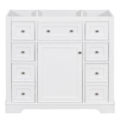 Meuble-lavabo de salle de bain sans lavabo, base d'armoire seulement, une armoire et six tiroirs