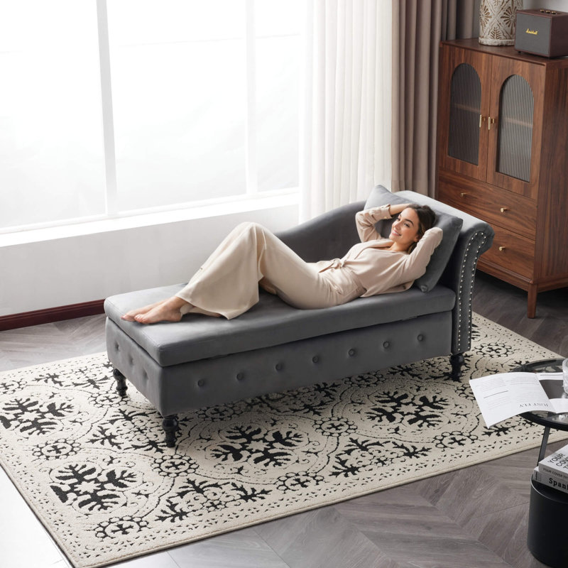 Grey Upholstered Chaise Lounge
