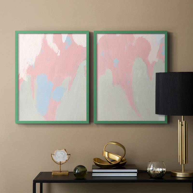 Blushing Abstract III-Premium Framed Print -Ready to Hang - No Nails Required - No Nails Required, Grey, 15" H x 24" W