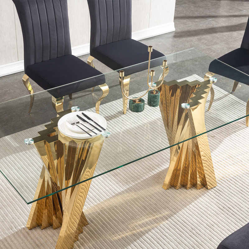 7 - Piece Dining Set, Gold, Black