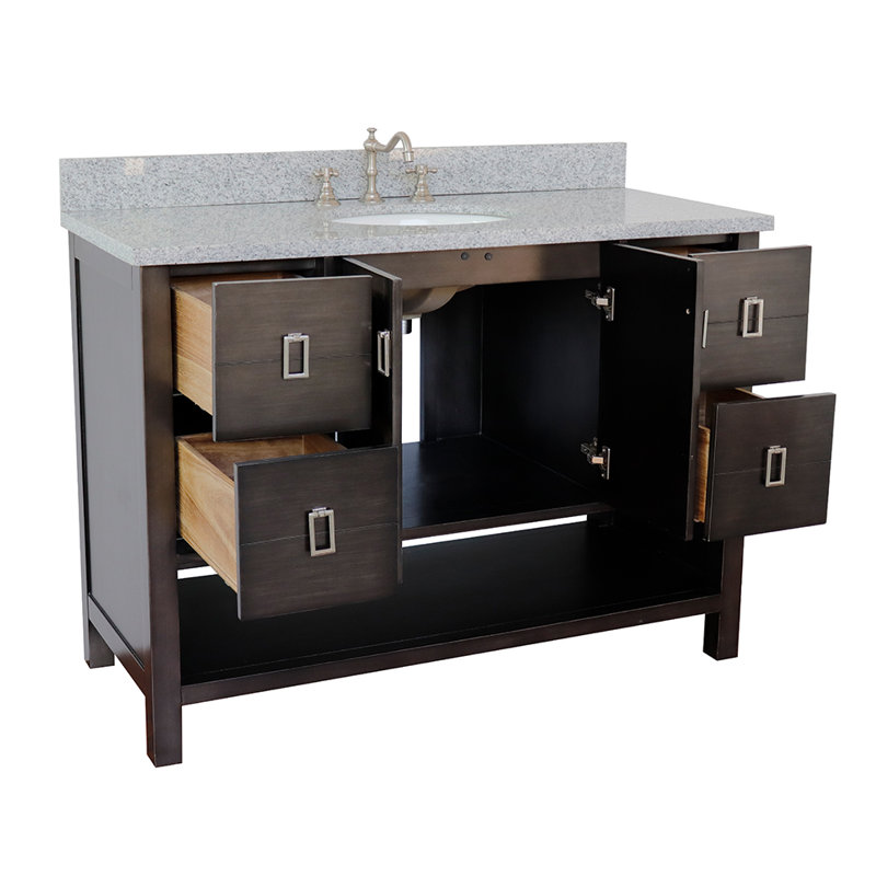 Ensemble de meuble-lavabo simple 49 po Wilhoit, Brun argenté / granit gris