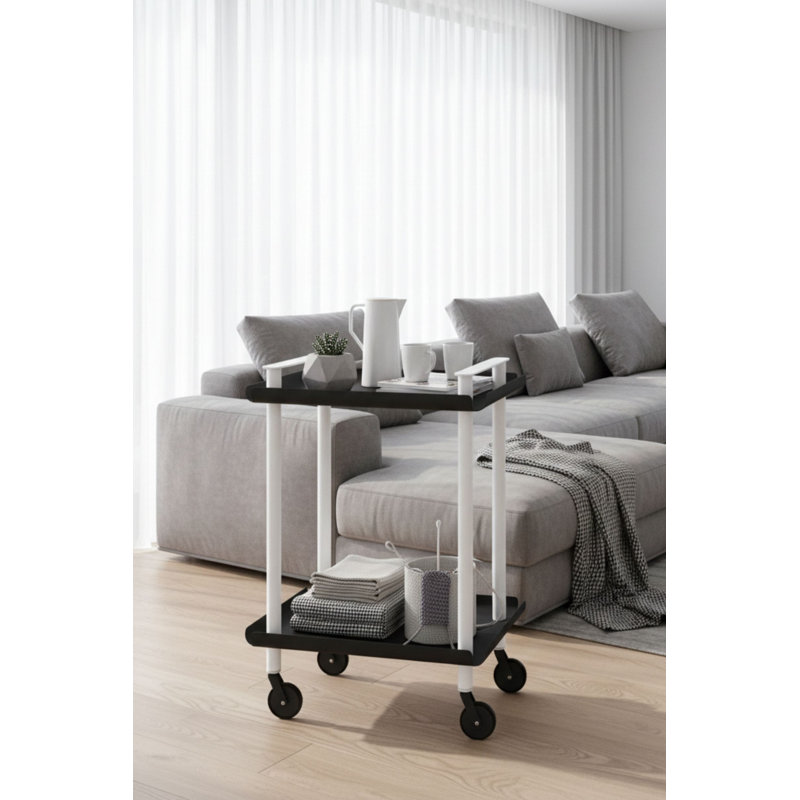 Zeigler Serving Cart, White, Black