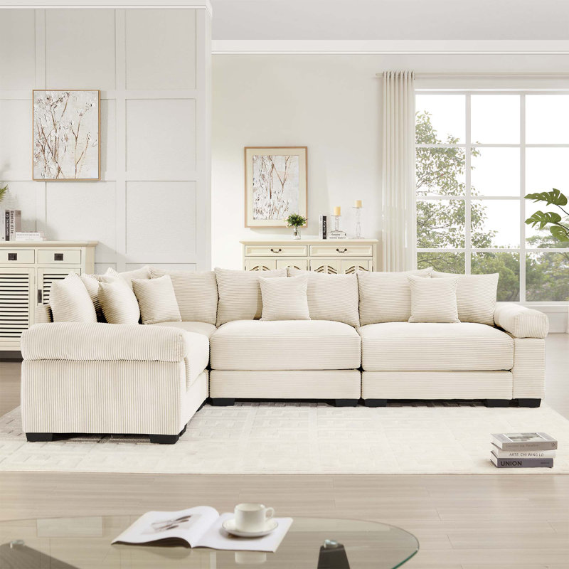 Canapé modulaire surdimensionné surdimensionné en nuage, canapé-lit modulaire convertible avec accoudoirs très larges, 18 coussins décoratifs en velours côtelé de qualité supérieure, conception ergonomique, assemblage facile, pour étude
