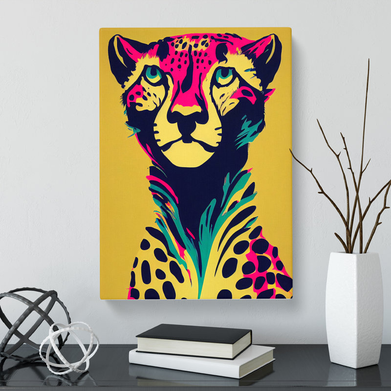 Cheetah Neon - Wrapped Canvas, 76cm H x 50cm W x 3cm D