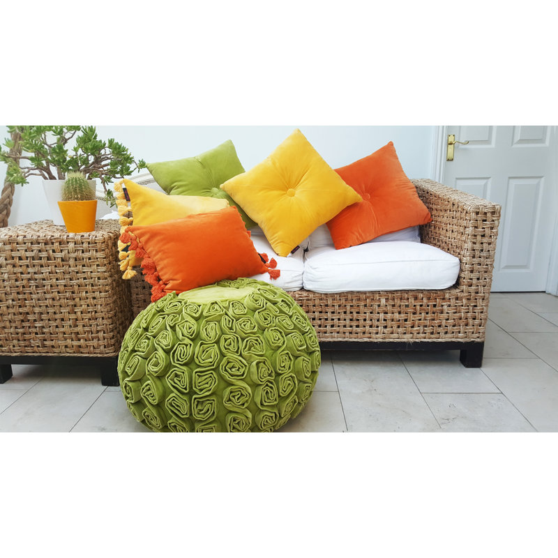 Tarjani 65cm Wide Velvet Round Ottoman, Kiwi Green