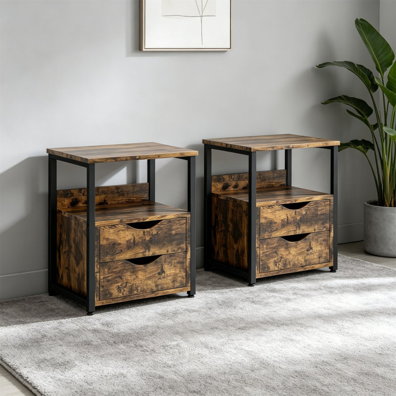40cm W Metal Bedside Table