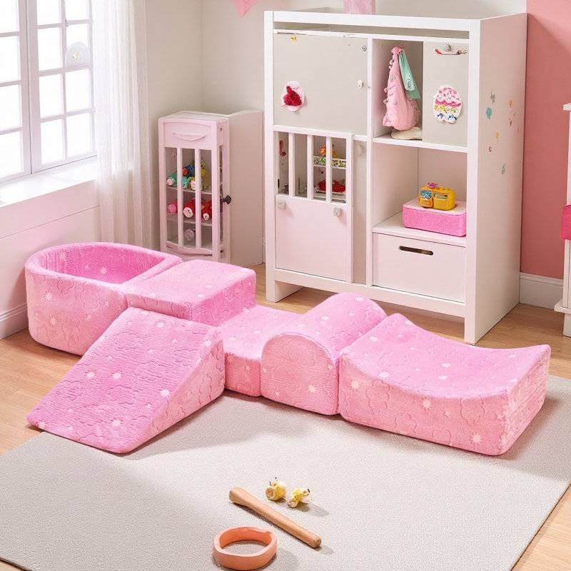 Modular Play Couch, 5-In1 Modular Sectional Playing Sofa, Versatile Sofa For Playroom Bedroom, Convertible Foam And Floor Cushion