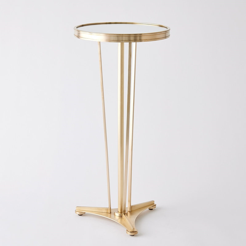 French Moderne Side Table, Antique Brass