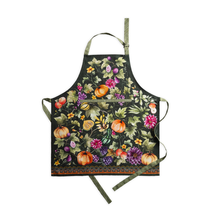 Maison d'Hermine Pumpkin Garden - Tablier vert foncé 100 % coton - 70 x 80 cm