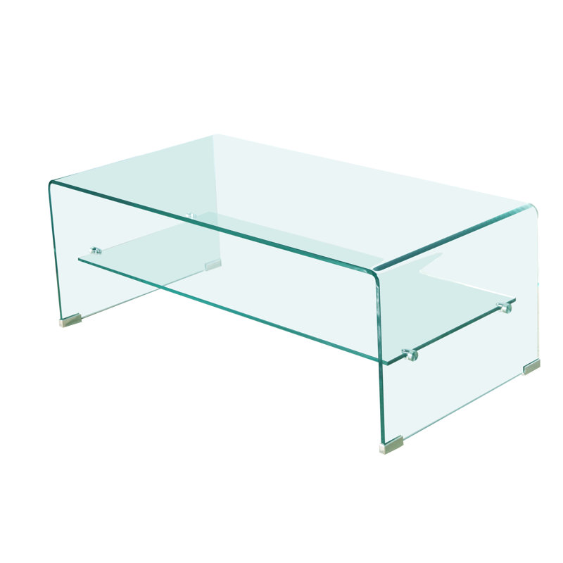 Ludo Glass Coffee Table, 16" H x 39" L x 20" W