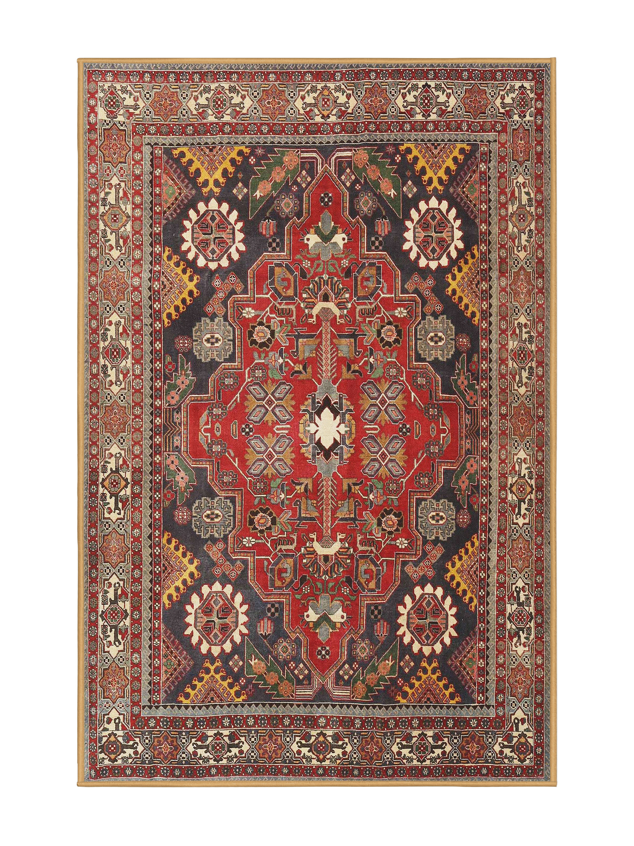 Bungalow Rose Traditional Red/Green Area Rug | Wayfair