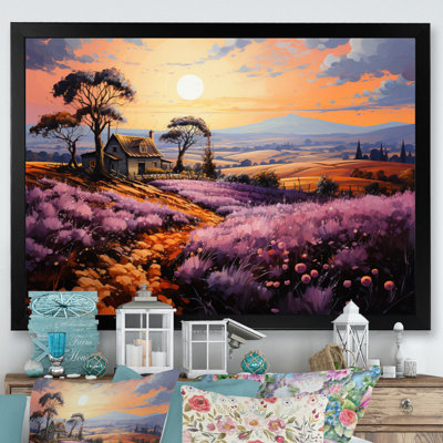 «Countryside Lavender Landscape Patchwork IV», reproduction sur toile