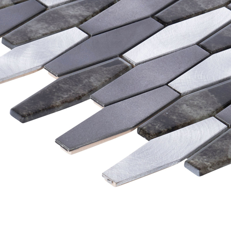 Natural Stone Glass Gray Metal Aluminum Hexagon Mosaic Sheet Tile By Modket