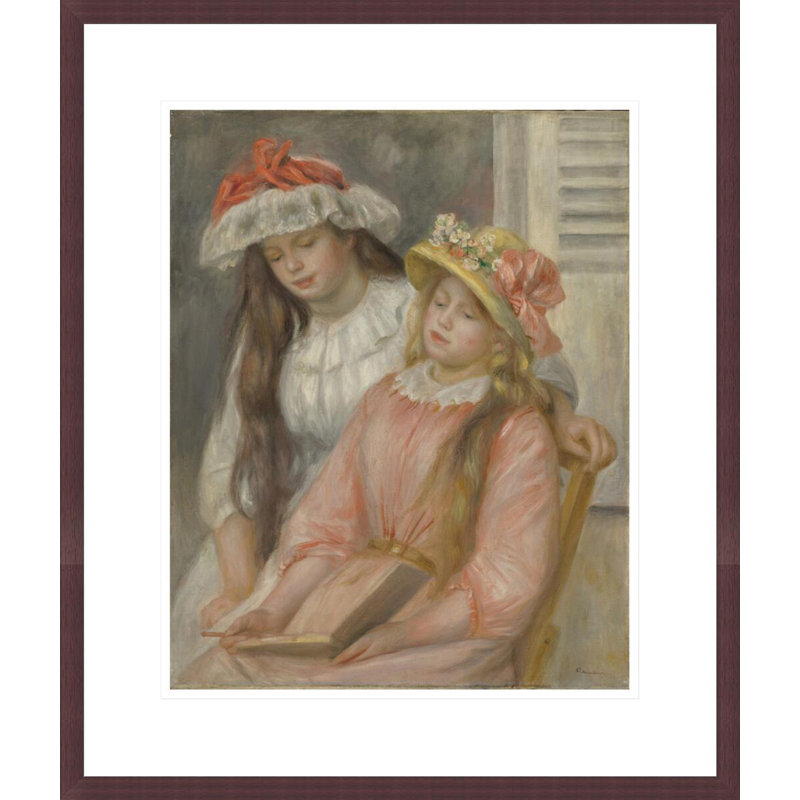 Jeunes filles regardant un album de Pierre-Auguste Renoir, impression giclée encadrée, H 20,89 po x l 17,75 po