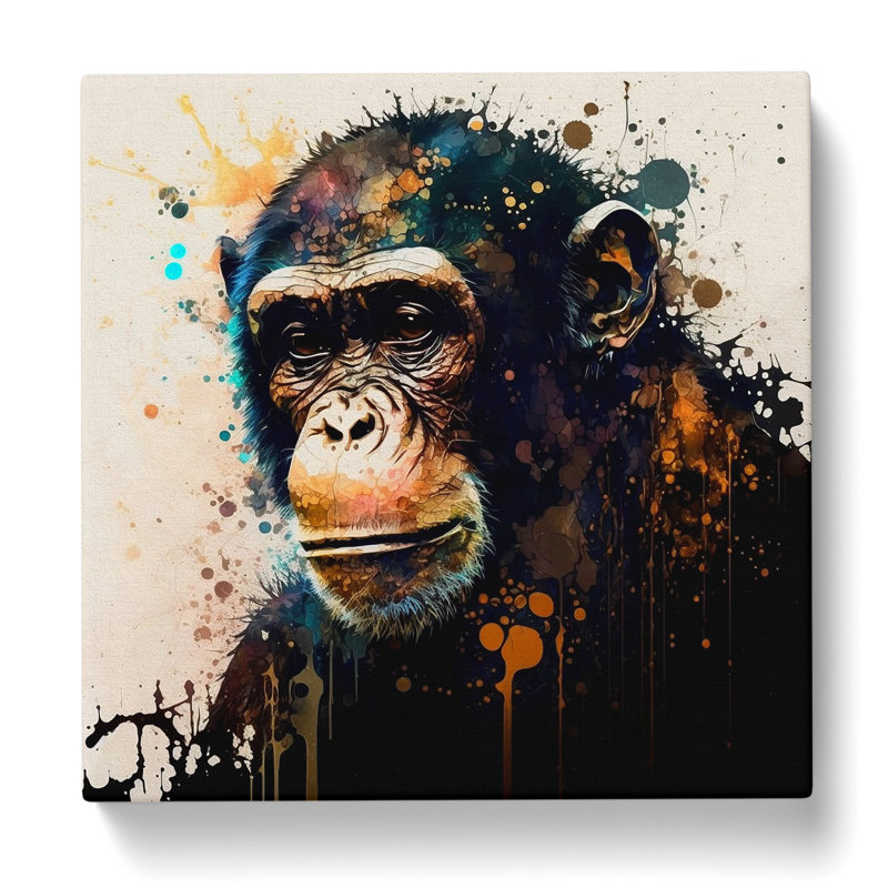 Monkey Abstract Expressionism - Wrapped Canvas, 50cm H x 50cm W x 3cm D