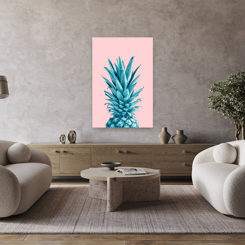 Vibrant bleu ananas audacieux, minimaliste, moderne, fruits, impression murale, 48" H x 32" W