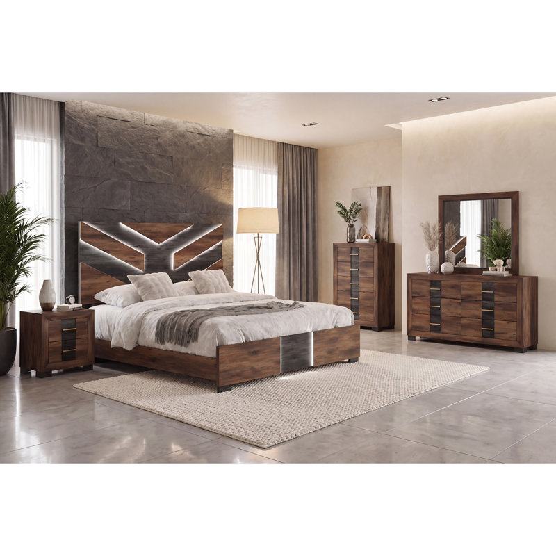 Brown Wood Framed Dresser Mirror
