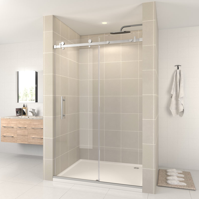 Porte de douche coulissante simple sans cadre l 48 "x H 76" Julien, Chrome