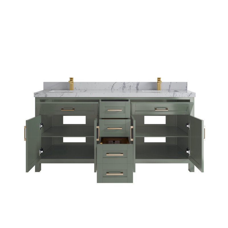 Cambridge 72'' Double Bathroom Vanity with Top, Venatino