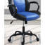 Chaise de bureau de jeu avec siège rembourré confortable, similicuir noir et bleu, cinq roulettes et hauteur réglable pour un travail de couleur moderne,