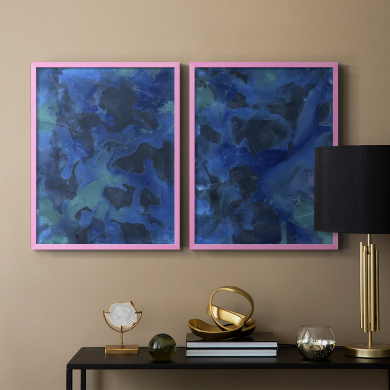 Impression encadrée «Cobalt Galaxy I-Premium» - prête à être accrochée - aucun clou requis - aucun clou requis, Rose