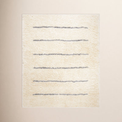 Mayer Ivory Gray Hand-Knotted Striped Wool Rug