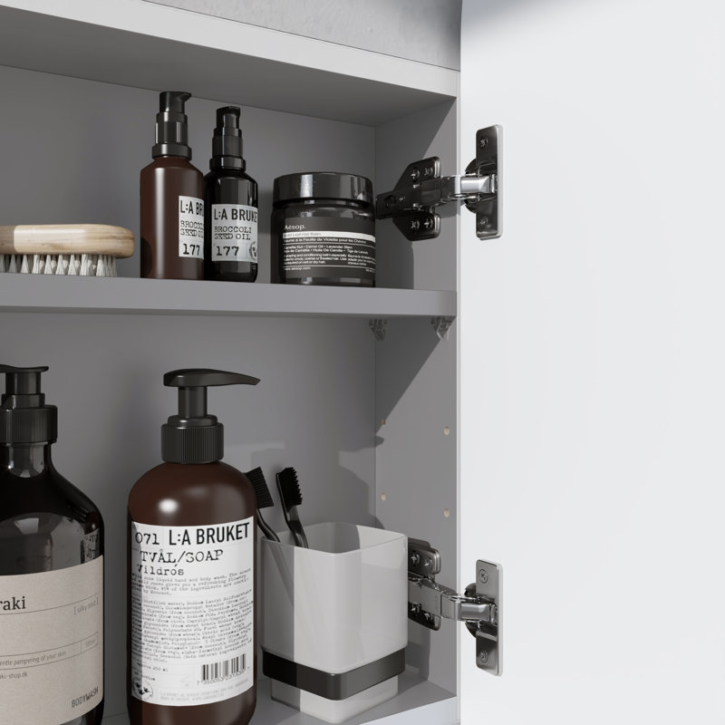 Recessed Frameless Single Door Medicine Cabinet with Adjustable Shelves