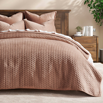 Cross-Stitch Velvet Quilt Set 3 Pieces