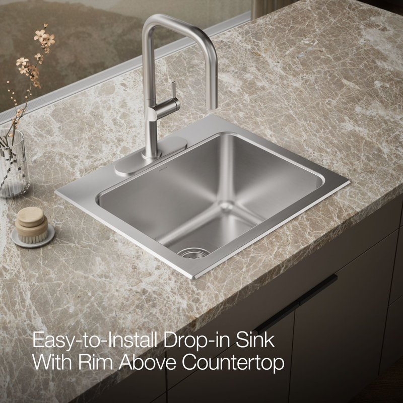 Ballad 25" x 22" Drop-In Service Sink, 3 hole