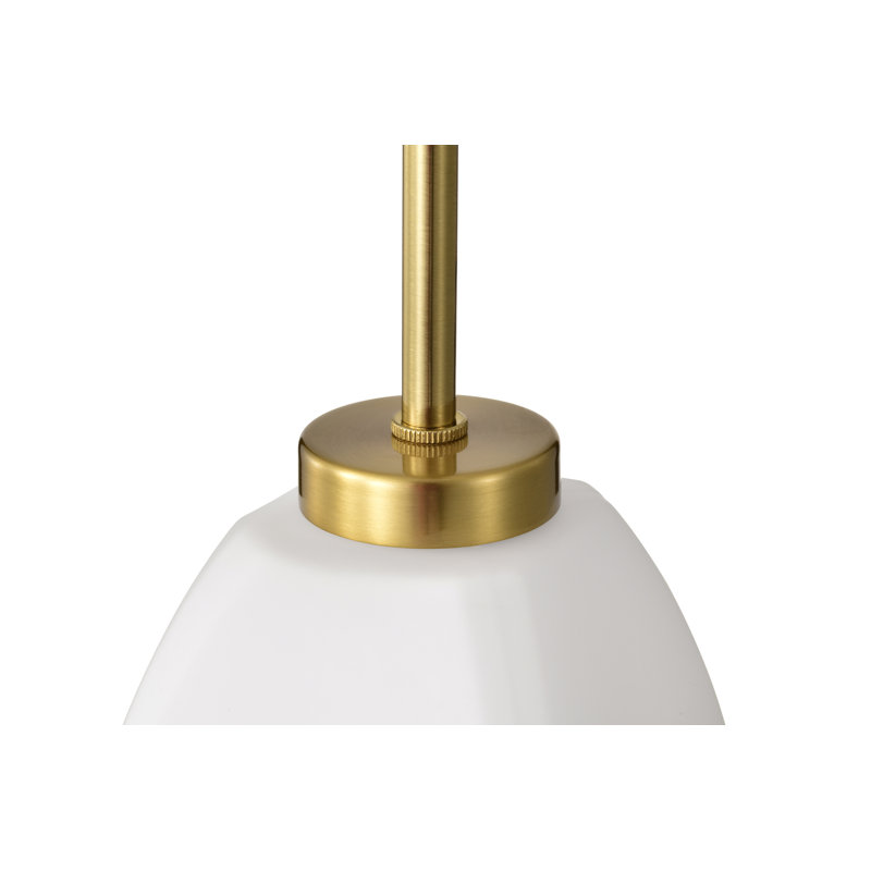 1-light Mini Pendant With Pyramid Shaped Etched White Glass Shade, Gold