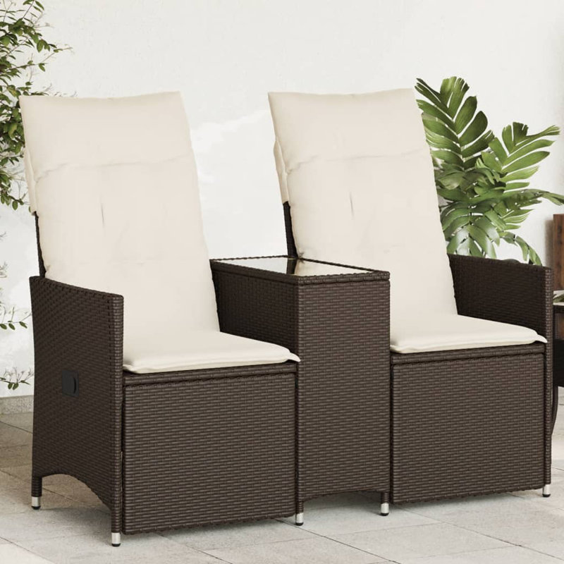 Canapé de jardin inclinable Vidaxl - brun, Blanc, crème, Brun
