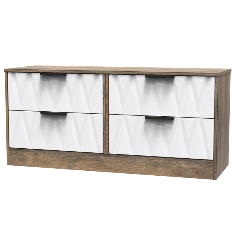 Besmir 4 Drawer Bed Box (Ready Assembled), White Matt/Vintage Oak