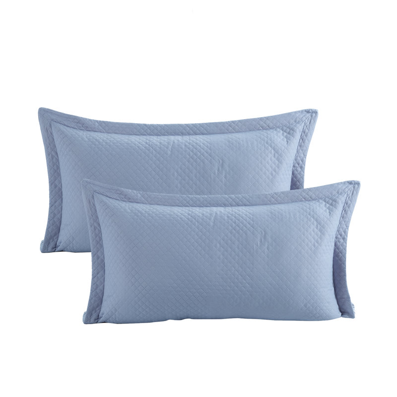 Amoret Hypoallergenic Microfiber 2 Piece Shams, Blue, Queen