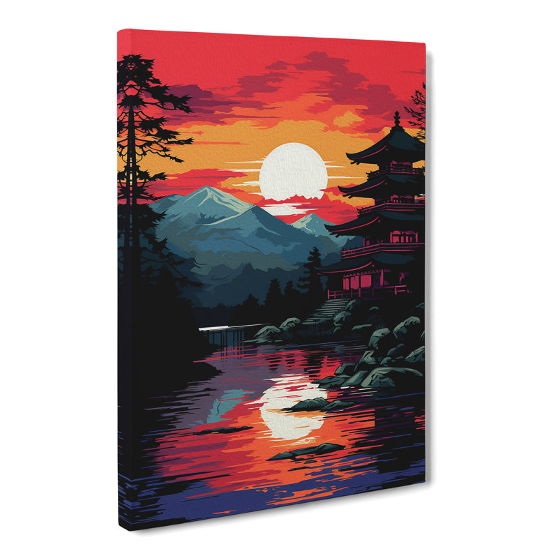 Japanese Sunset Pop - Print on Canvas, 76cm H x 50cm W x 3cm D