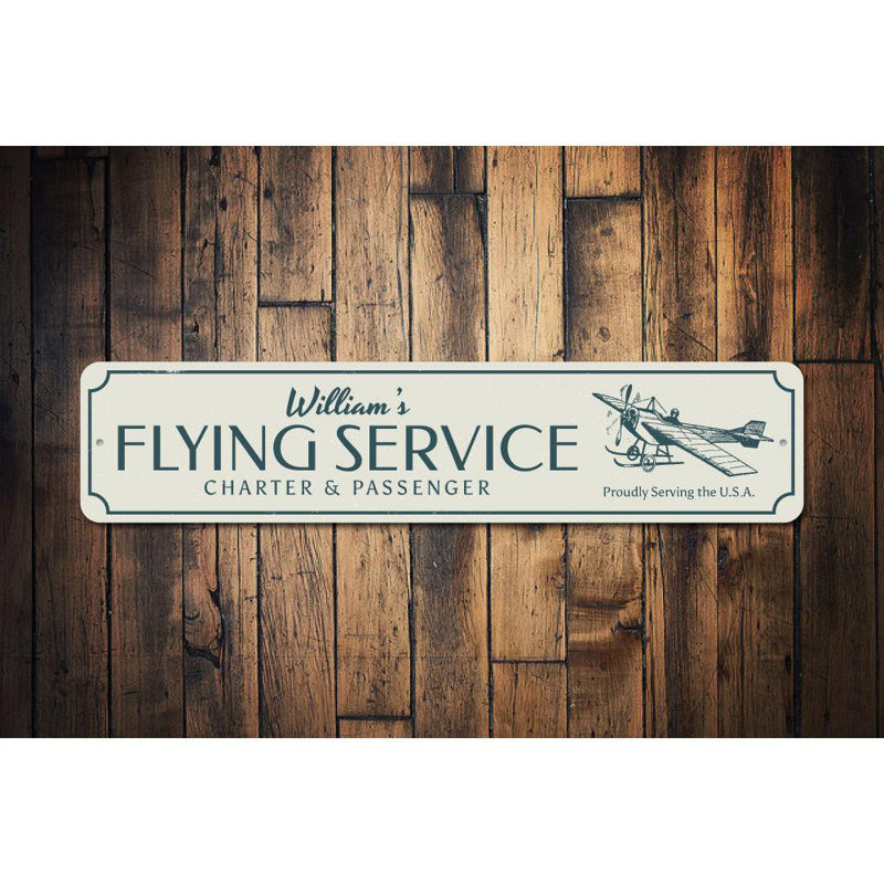 Enseigne en aluminium Flying Service, H 6 po x l 24 po x P 0,063 po, Oui