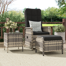 Outdoor Reclining Chair Set With Coffee Table & Ottoman Weather Resistant PE Rattan For Garden & Patio