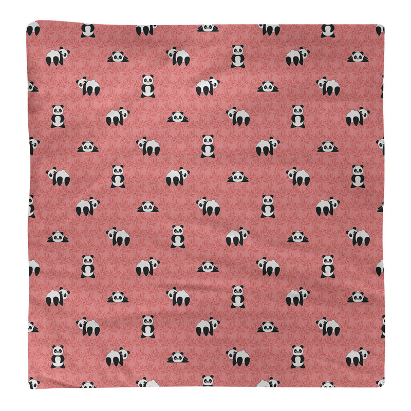 Serviette de coton à motif panda, Rouge, H 0,1 po x l 22 po x P 22 po, Sergé de polyester