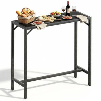 Table de bar, table de patio à hauteur de comptoir de 40 po, meuble haut avec plateau en Hdpe, structure avec revêtement en E et finition marteau, pied réglable, spa toutes saisons, balcon, bord de piscine, cuisine (noir)