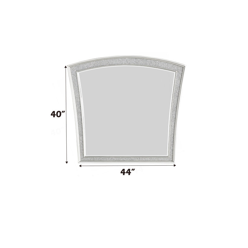 Exquisite Platinum-Finished Mirror With Sparkling Rhinestone Inlays And Expansive Viewing Area For Any Room