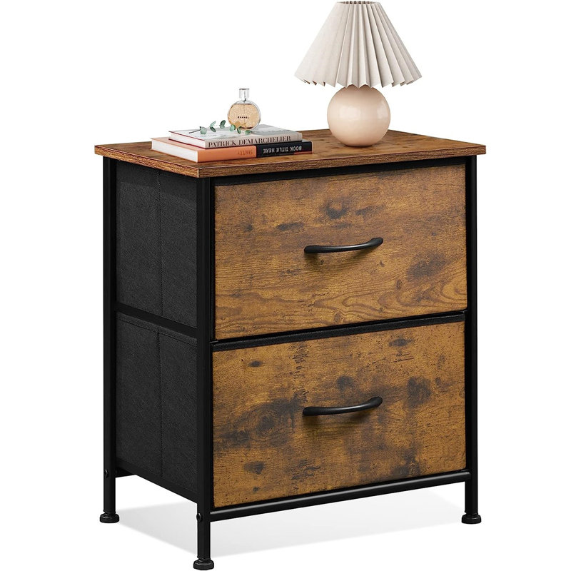 Aimy 17.7'' W Nightstand, Rustic Brown Wood Grain Print
