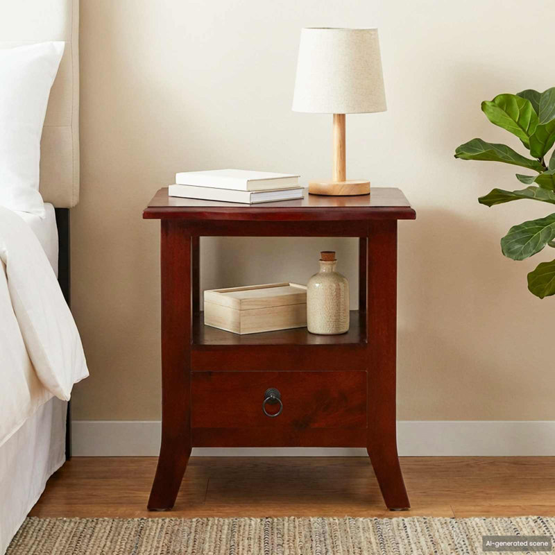 40cm W Solid Wood Bedside Table, Brown