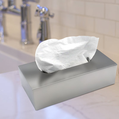 Oneita Tissue Box | Stainless Steel Flat Rectangle Tissue Box Cover Holder | Brushed Finish