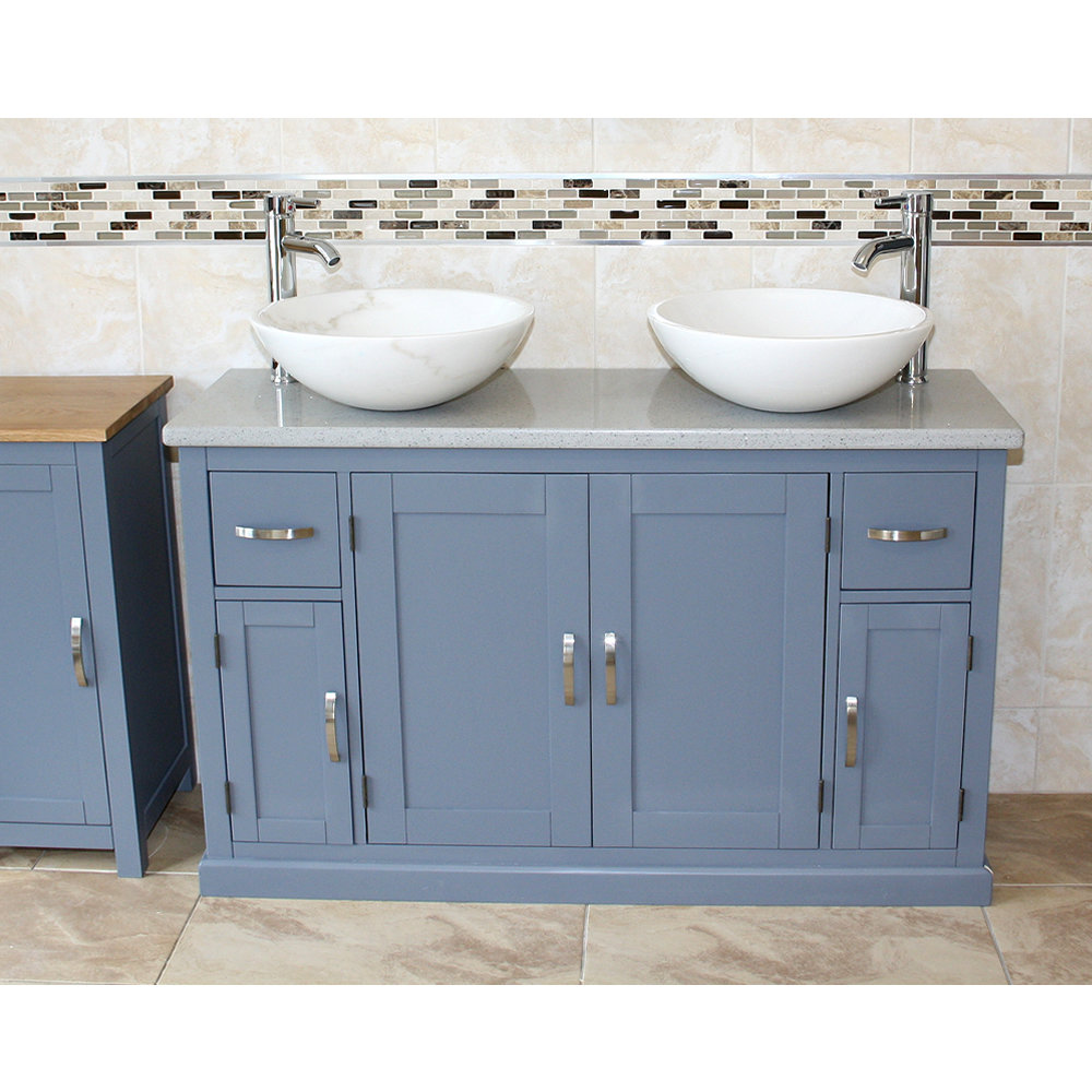 Maui 1230mm Double Bathroom Vanity with Vessel Stone Basin