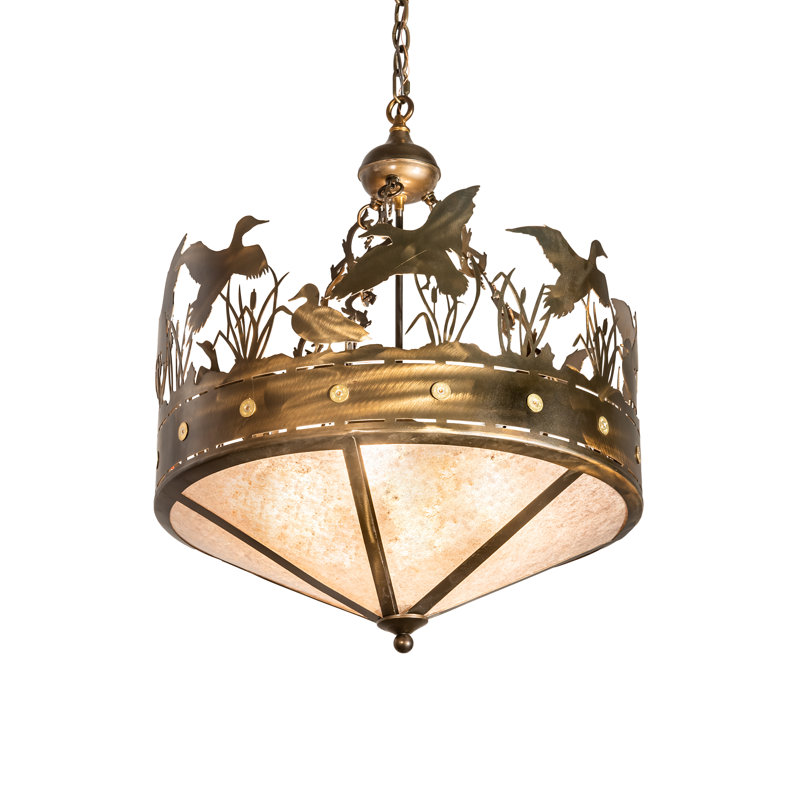 Rustic Lodge Pendant, 62" H x 24" W x 24" D, Copper