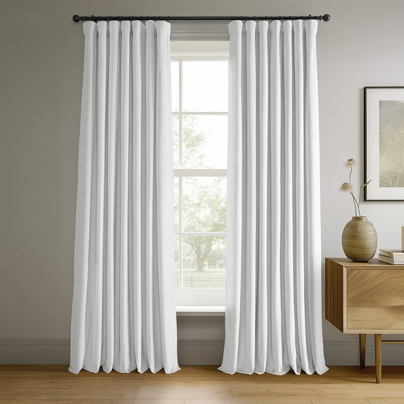Olivia Velvet Blackout Curtain (1 Panel), 50" W x 84" L, Primary White