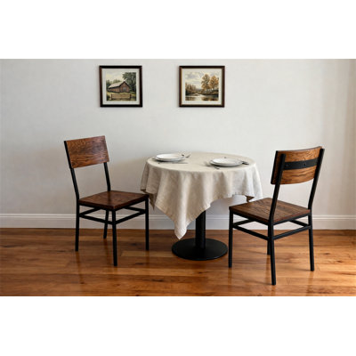 Ensemble de 2 chaises de salle à manger pour restaurant avec cadre et siège en métal en chêne rouge nord-américain