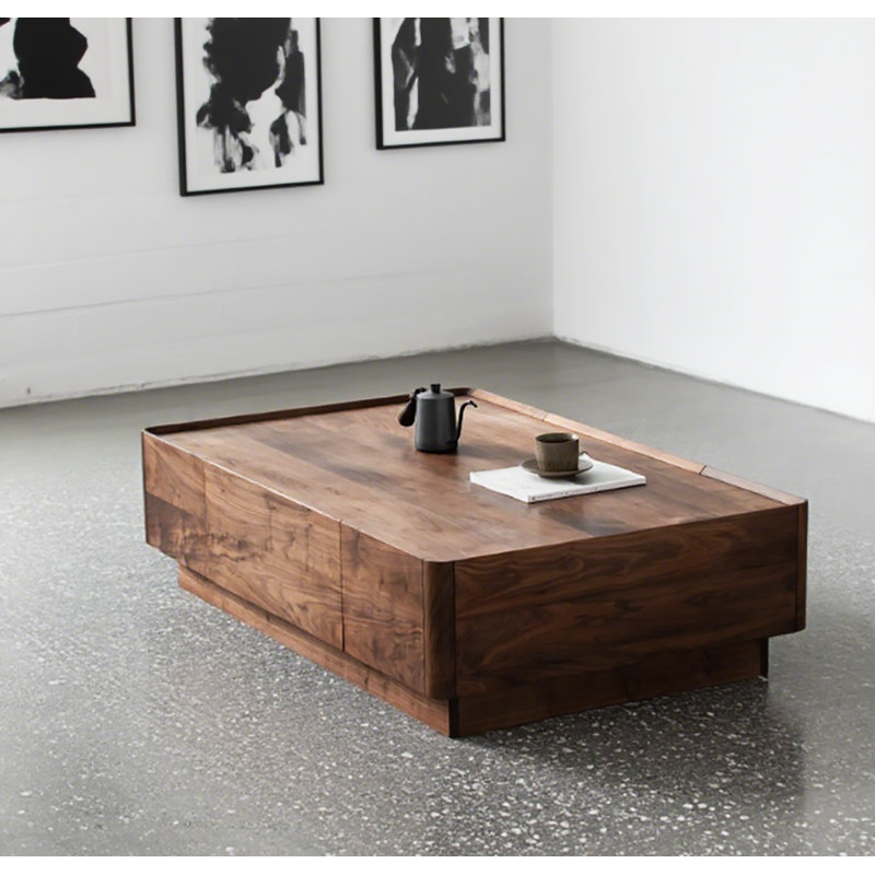 Practical Walnut Coffee Table: Ample Drawer Storage, 14.17" H x 51.18" L x 27.56" W