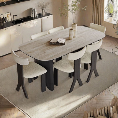 Light luxury retro rectangular dining table set